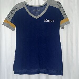 Navy Coca-Cola Enjoy Short Sleeve Tshirt with Grey Details